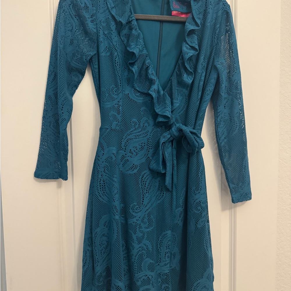 Lilly Pulitzer Teal Wrap Romper Dress